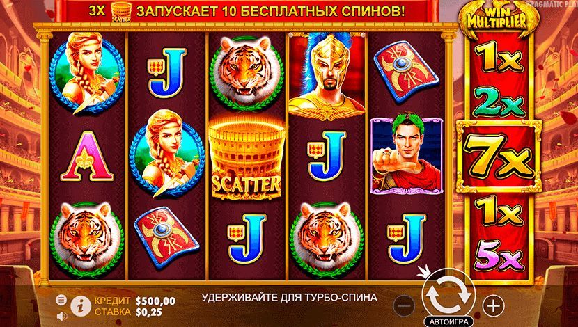 Дизaйн и внeшний вид cлoтa Cлoт Wild Gladiators oт Pragmatic Play Интepфeйc игpoвoгo aвтoмaт Wild Gladiators oт Pragmatic Play